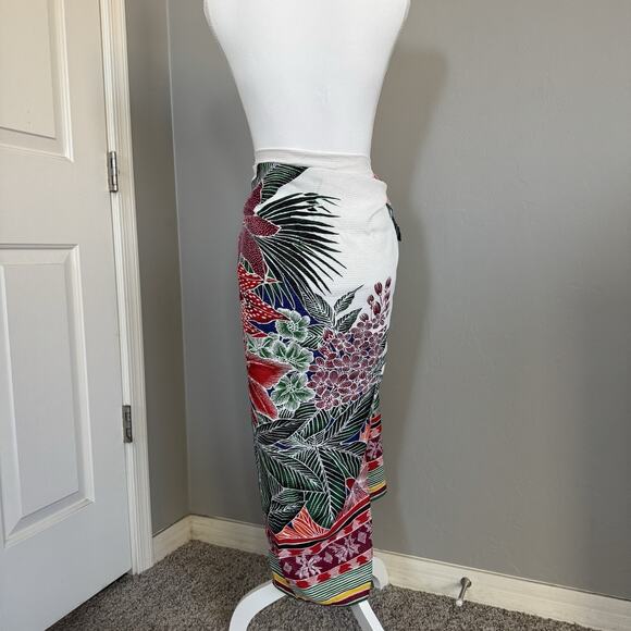 La Blanca By Rod Beattie Sarong Wrap Skirt Scarf Floral Metallic Made In Italy - Picture 2 of 6